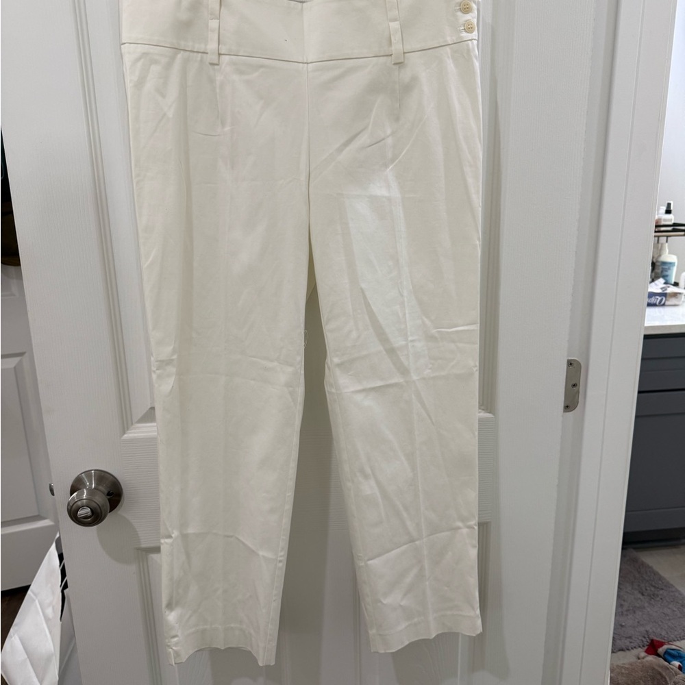 Trina Turk Women’s Pants Sz 10 White Cropped Straight Leg Career Resort Chic